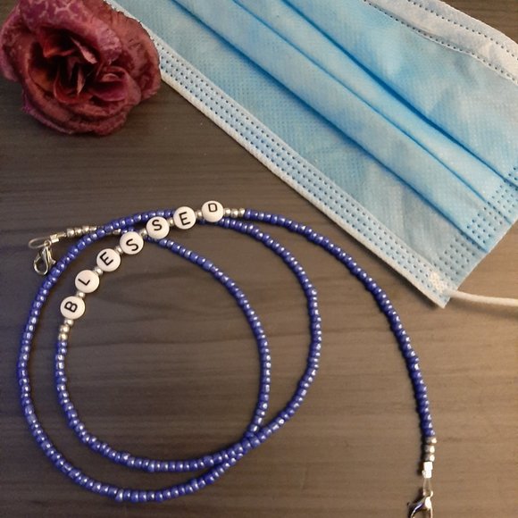 "Blessed" Handmade Beaded Face Mask Lanyards - Picture 3 of 6